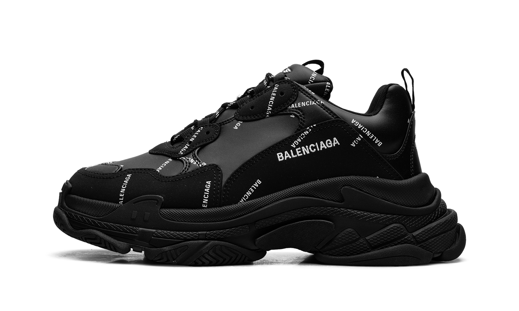 Balenciaga Triple S 'Allover Logo Black' Chunky Luxury Designer Fashion Sneaker